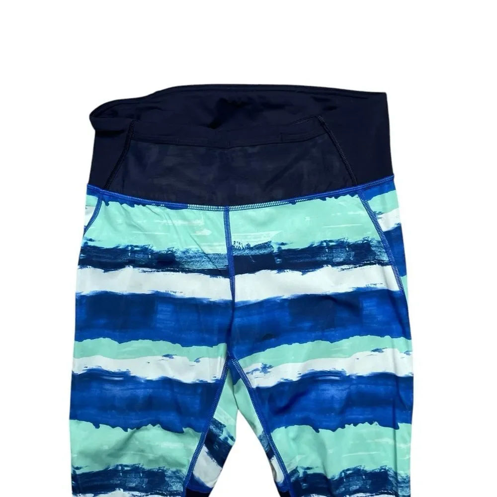 LULULEMON Pace Pusher Capri Blue Green Black Size 6
